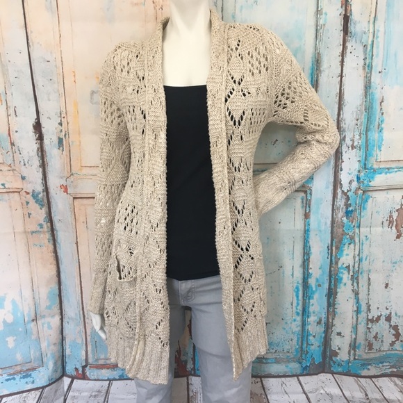 Lucky Brand Cream Loose Knit Cardigan 